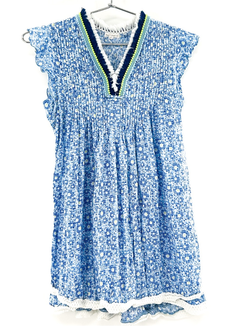 Poupette St Barth Girl's Sasha Mini Dress Floral Blue Size 12 EUC